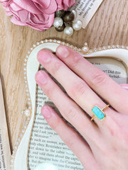 Turquoise Petite Rectangle Ring - GF