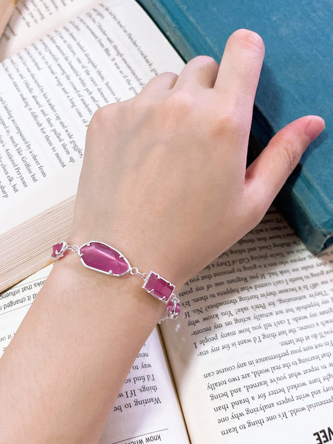 Pink Cat's Eye Station Bracelet - SF