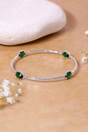 Emerald Crystal Station Bangle Bracelet - SF