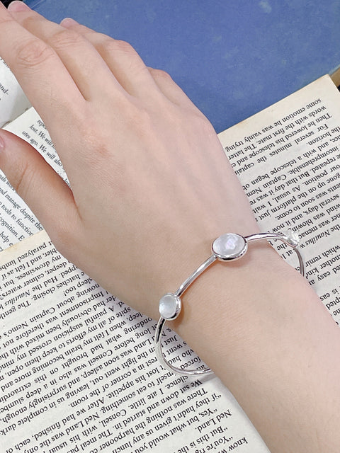 Mother Of Pearl Cuff Bracelet In Silver - SF