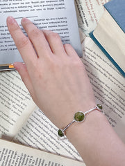 Unakite Cuff Bracelet In Silver - SF