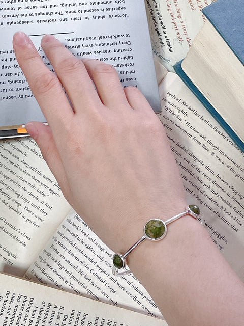 Unakite Cuff Bracelet In Silver - SF