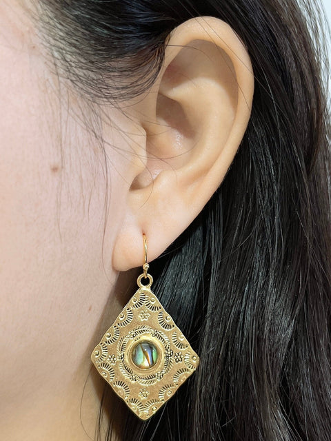 Abalone & 14k Gold Plated Indira Drop Earrings - GF