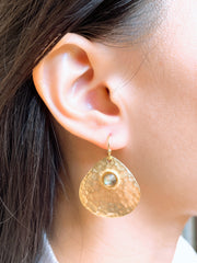 Abalone Hammered Earrings - GF