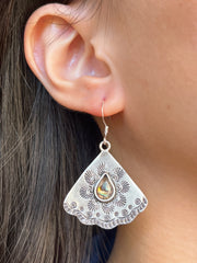 Abalone Textured Drop Earrings - SF