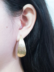 14k Gold Plated Hammered Teardrop Earrings - GF