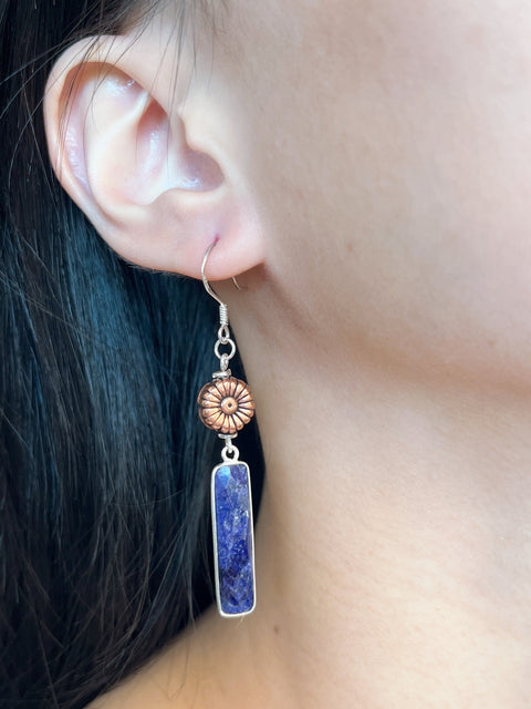 With Lapis Floral Drop Earrings - SF