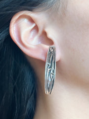 Textured Ariana Earrings In Oxidized Silver - SF