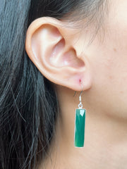 Green Onyx Bar Drop Earrings - SF