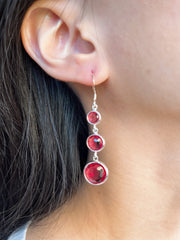 Raspberry Crystal Stephanie Earrings - SF