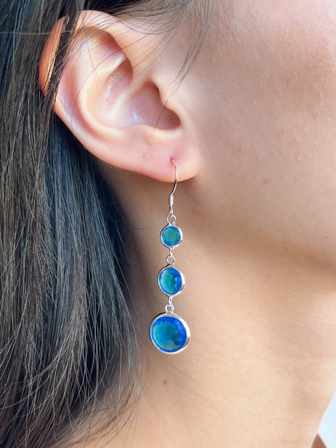 Swiss Blue Crystal Stephanie Earrings - SF