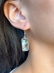 Abalone Quartz Rectangle Earrings - SF