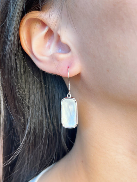 Mother Of Pearl Rectangle Earrings - SF