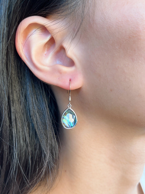 Abalone Quartz Teardrop Earrings - SF