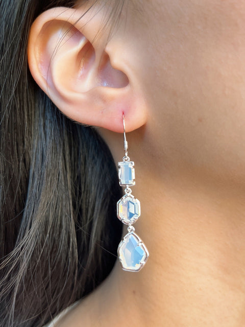 Moonstone Crystal Drop Earrings - SF