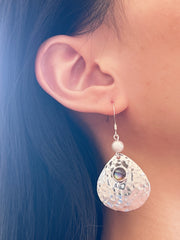 Abalone & Hammered Drop Earrings - SF