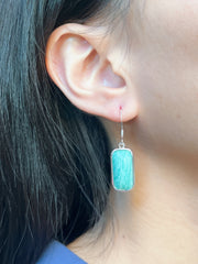 Amazonite Rectangle Drop Earrings - SF