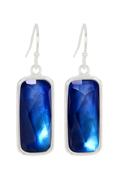 Labradorite Doublet Rectangle Drop Earrings - SF