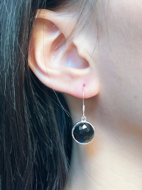 Black Onyx Round Earrings - SF