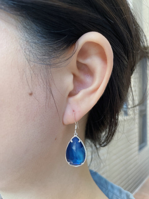 Labradorite Doublet Fancy Cut Drop Earrings - SF