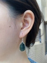 Moss Agate Fancy Cut Drop Earrings - SF