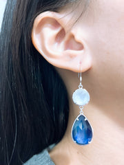Labradorite Doublet With Pearl Drop Earrings - SF