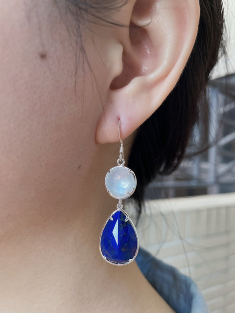 Lapis With Pearl Drop Earrings - SF