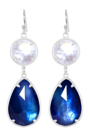 Labradorite Doublet With Pearl Drop Earrings - SF