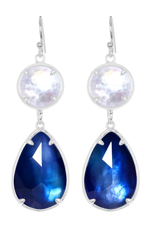 Labradorite Doublet With Pearl Drop Earrings - SF