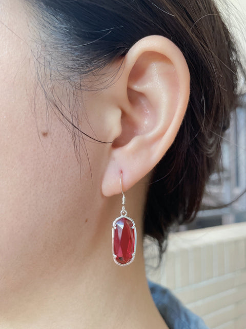 Raspberry Crystal Drop Earrings - SF