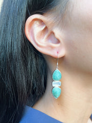Amazonite With Pearl Drop Earrings - SF