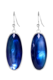 Labradorite Doublet Oval Drop Earrings - SF