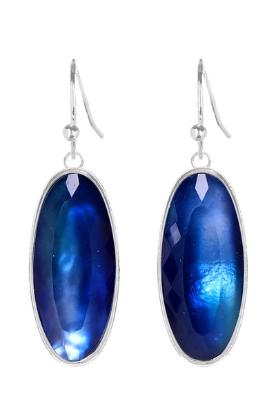 Labradorite Doublet Oval Drop Earrings - SF
