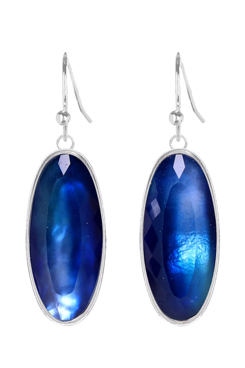Labradorite Doublet Oval Drop Earrings - SF