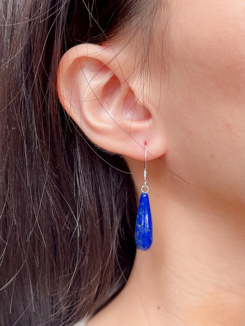 Sterling Silver & Lapis Water Drop Earrings - SS