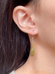 Sterling Silver & Unakite Water Drop Earrings - SS