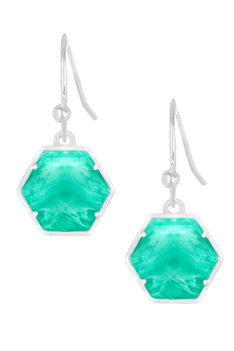 Amazonite Hexagon Drop Earrings - SF