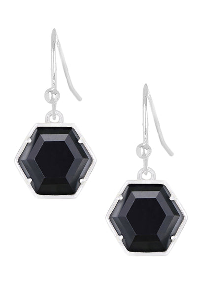 Hematite Hexagon Drop Earrings - SF