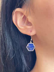Lapis Hexagon Drop Earrings - SF