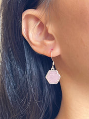 Rose Quartz Hexagon Drop Earrings - SF