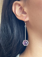 Amethyst Hexagon Dangle Earrings - SF