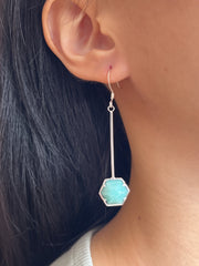 Amazonite Hexagon Dangle Earrings - SF