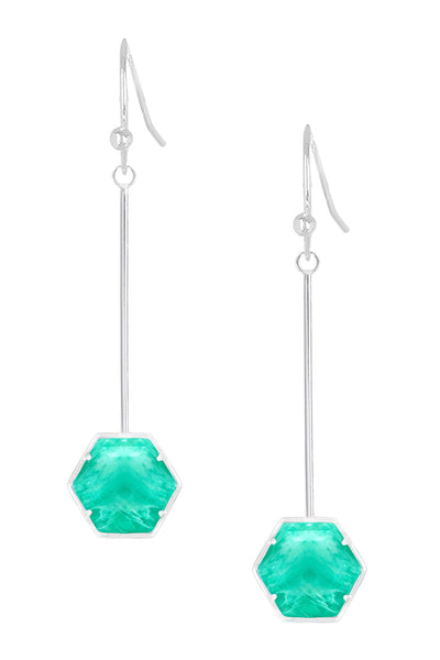 Amazonite Hexagon Dangle Earrings - SF