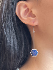 Lapis Hexagon Dangle Earrings - SF