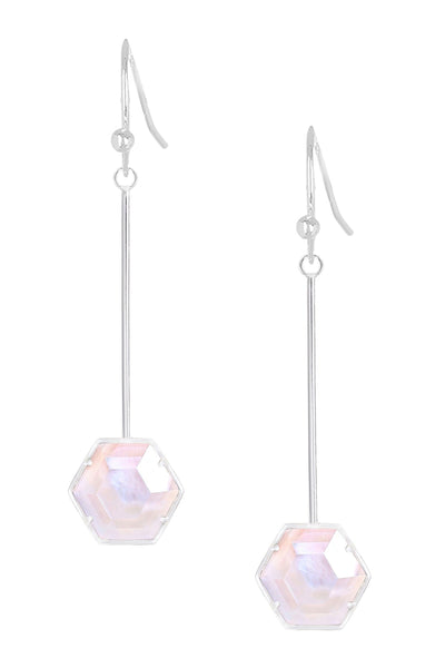 Mother Of Pearl Hexagon Drop Earrings - SF