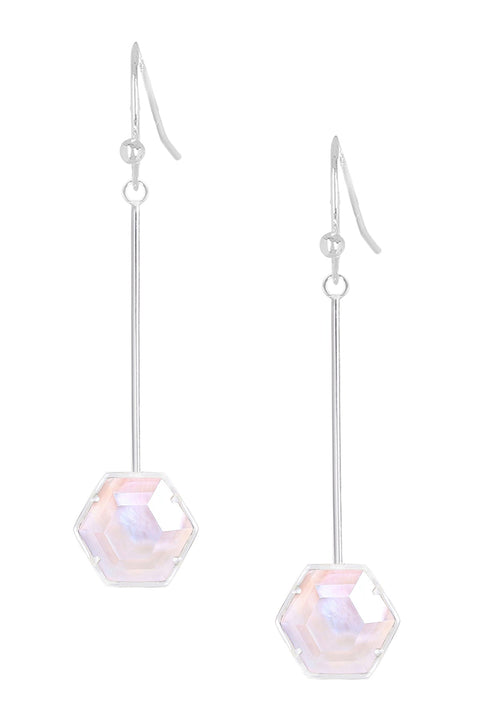 Mother Of Pearl Hexagon Drop Earrings - SF