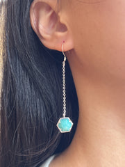 Amazonite Hexagon Drop Earrings - SF