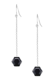 Hematite Hexagon Drop Earrings - SF