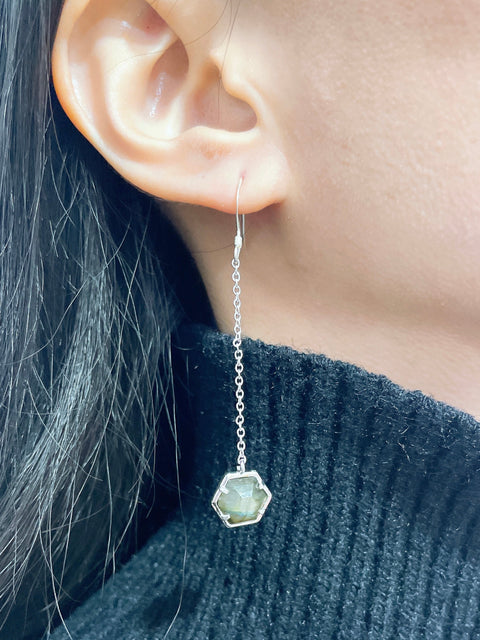 Labradorite Hexagon Drop Earrings - SF