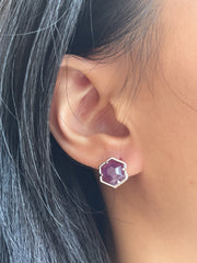 Amethyst Hexagon Post Earrings - SF